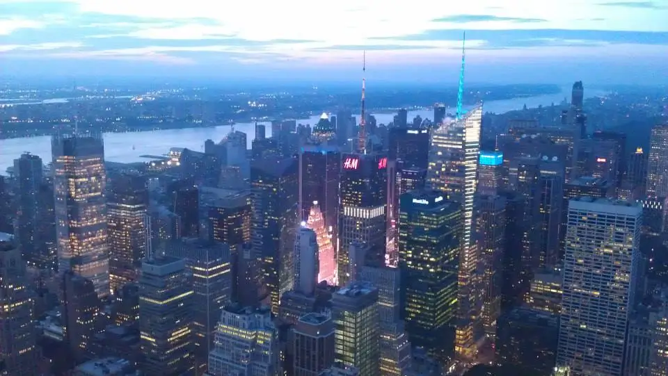 new York skyline first point view from Empire State Building in twilight time