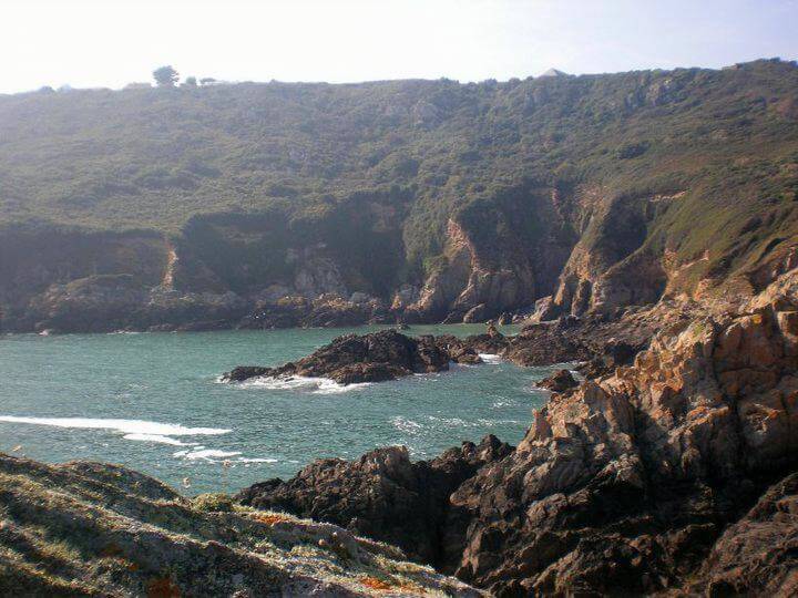 rugged cliffs of Jerbourg coast and turquouise sea