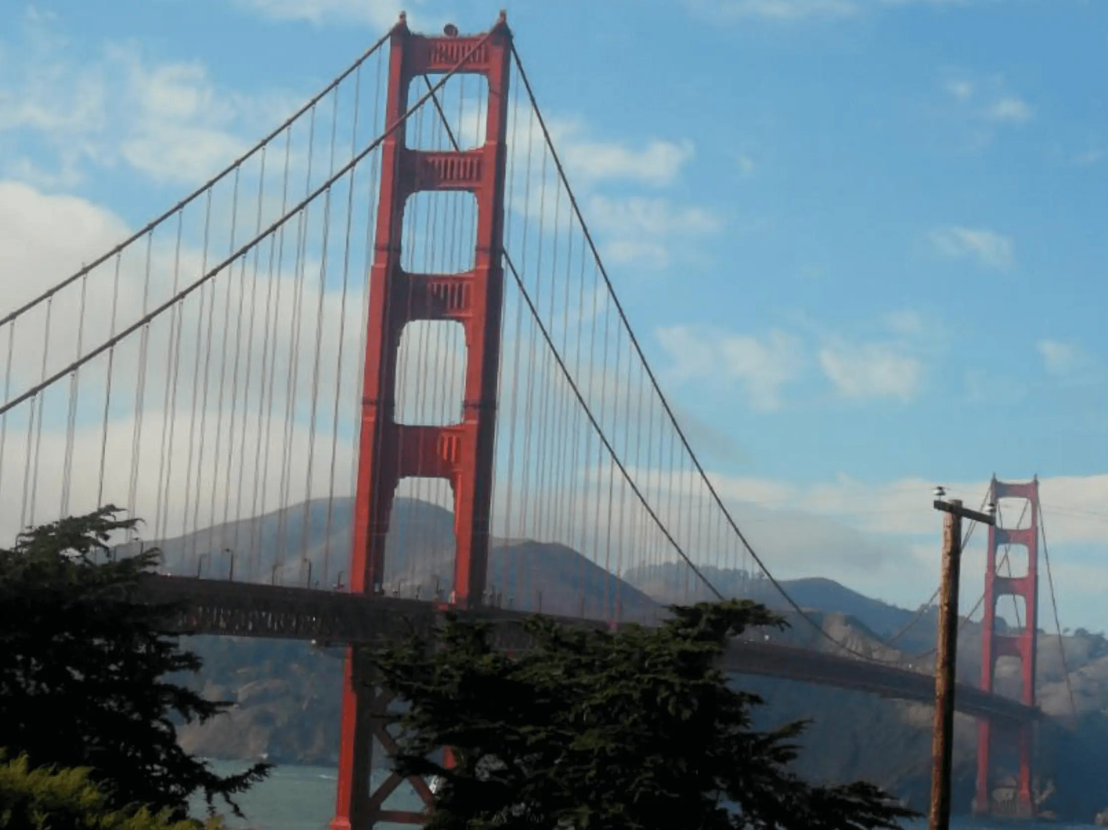  San Francisco Golden Gate bridge with mountains in the background